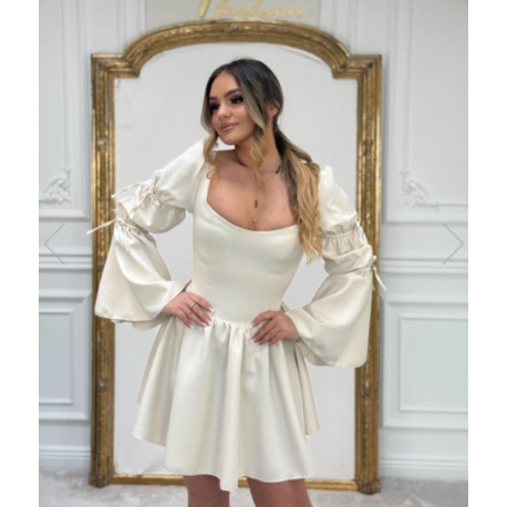 Beige húzott ujjú ruha