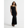 Envy vékony pántos csillogó maxi ruha (fekete)