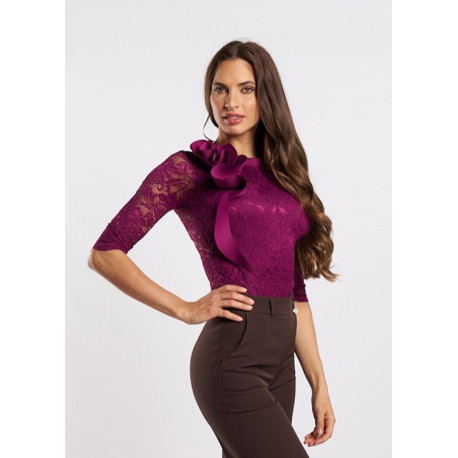 Envy fodros csipke body (püspöklila)