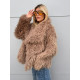 Tépett műszőrme kabát (csokibarna)