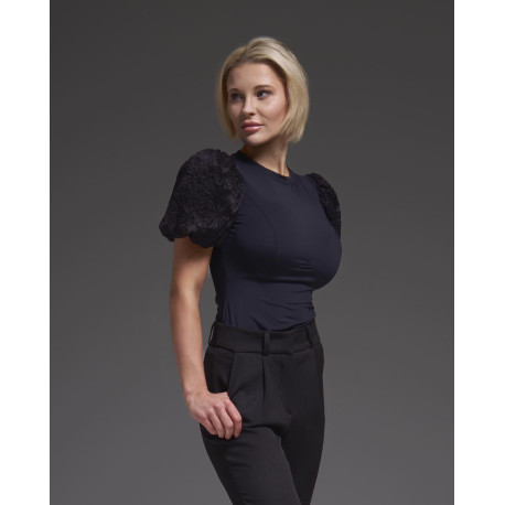 Envy puffos csipke ujjú felső (fekete)