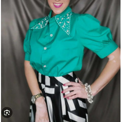 Zöld gyöngyös blúz