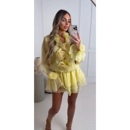 Virágos-fodros ruha (sárga)