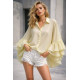 Fodros tölcsérujjú Blúz (halványsárga)