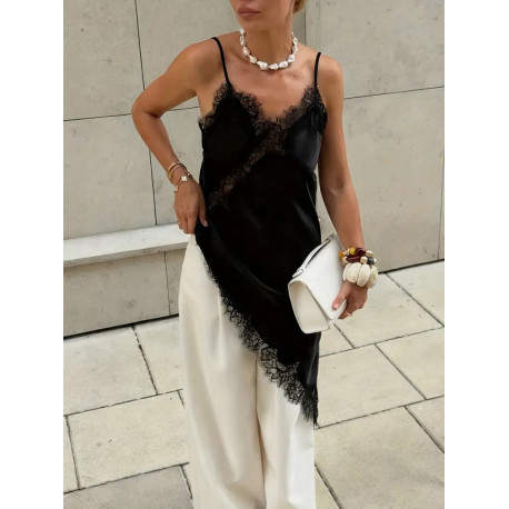 Csipkés szatén felső (barna)