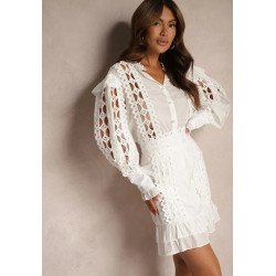 Törtfehér kétrészes ruha (felső+szoknya)