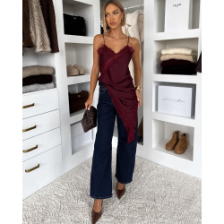 Csipkés szatén felső (bordó)