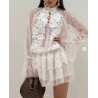Fodros-virágos csipke ruha (fehér)