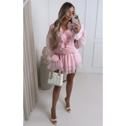 Virágos-fodros ruha (rózsaszín)
