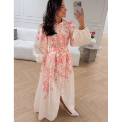 Virág mintás buggyos ujjú maxiruha