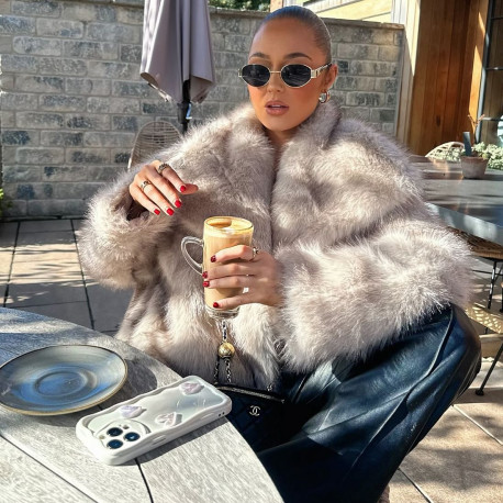 Bézs szőrme kabát