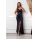 Szatén maxi ruha (sötétkék)