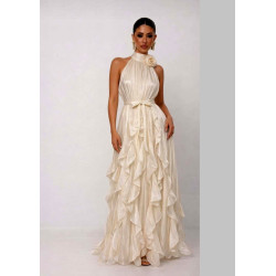 Fodros maxi ruha (vajszínű)