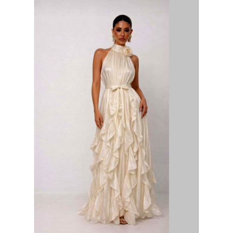 Fodros maxi ruha (vajszínű)