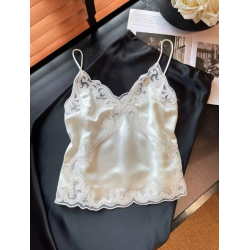 Csipkés szatén top (bézs)